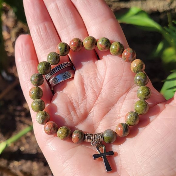 Unakite Jasper Charm Bracelet - Picture 1 of 3